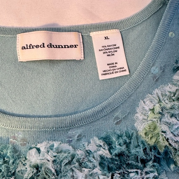 Alfred Dunner Teal Embellished Sweater (XL): - Picture 6 of 8